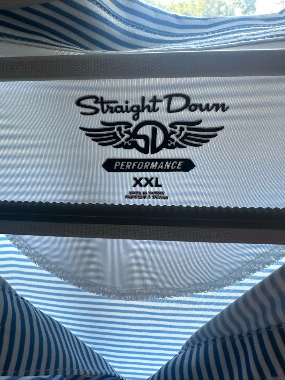 Straight Down Striped Blue Polo Shirt with Kiawah Logo Golf Shirt Size XXL